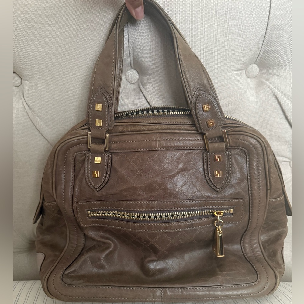 LAMB by Gwen Stefani Brown Leather Handbag with Stripes - Picture 4 of 11